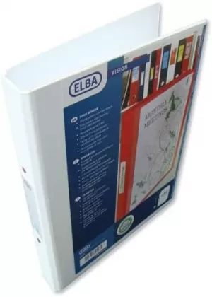 Elba Panorama A4 Presentation Binder PVC 3 Cover Pockets 4 D Ring 65mm White Pack of 10