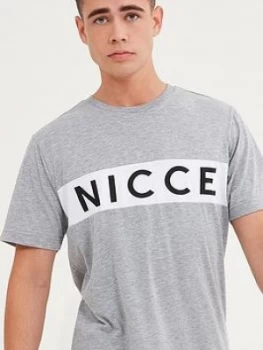 Nicce Sofa Panel T-Shirt, Grey Marl, Size S, Men