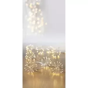400 Warm White Starburst LED String Lights With Clear & Silver Cable