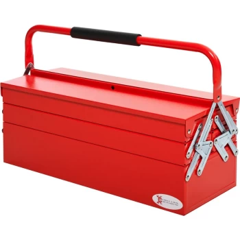 Durhand - Metal Tool Box 3 Tier 5 Tray Professional Portable Storage Cabinet Workshop Cantilever Toolbox with Carry Handle, 57cmx21cmx41cm, Red