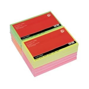 5 Star Office Re Move Notes Repositionable Neon Pad of 100 Sheets 76x127mm Assorted Pack 12