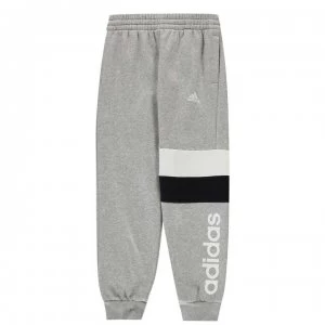 adidas Boys Essentials Linear Colorblock Pants - Grey/Black