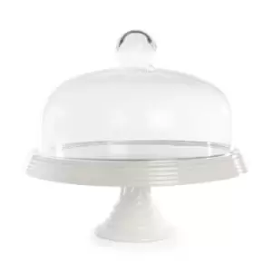 Ceramic Cake Stand with Glass Cover M&amp;W