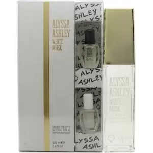 Alyssa Ashley White Musk Gift Set 100ml Eau de Toilette + 5ml Musk Perfume Oil + 5ml White Musk Perfume Oil