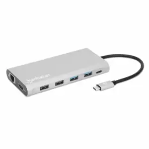 Manhattan USB-C Dock/Hub with Card Reader and MST, Ports (x10):...