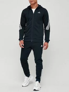 adidas MTS Cotton Hood Fleece Track Suit - Black/White Size M Men