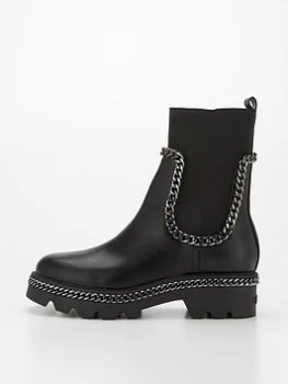 Guess Chain Detail Chunky Chelsea Boots - Black, Size It/Eu 39 = UK 6, Women
