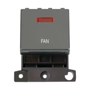 Click Scolmore MiniGrid 20A Double-Pole Ingot & Neon Fan Switch Black Nickel - MD023BN-FN