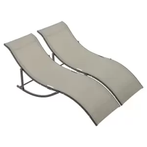 Alfresco S shaped Foldable Loungers Set of Two, Brown