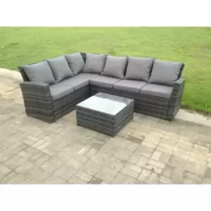 Fimous High back dark grey mixed outdoor garden furniture corner rattan sofa set square coffee table left option