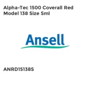 Ansell ANSELL ALPHA-TEC 1500 COVERALL RED MODEL 138 SIZE SML