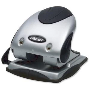 Rexel P240 Heavy Duty 2-Hole Punch Black/Silver with Nameplate