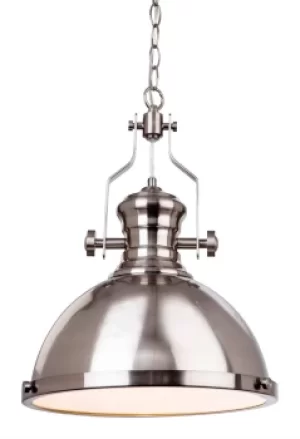 Albion 1 Light Dome Ceiling Pendant Brushed Steel, E27