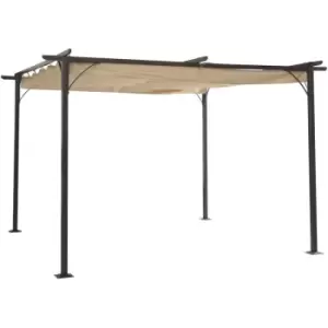 Outsunny - 3.5x3.5m Pergola Metal Gazebo Backyard Porch Awning Retractable Canopy