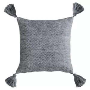 Gallery Direct Herringbone PET Tassel Cushion / Ochre