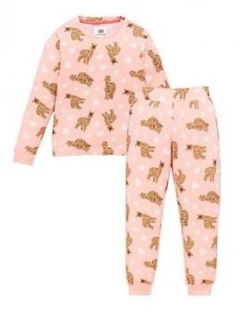 Chelsea Peers Girls Alpaca Print Pyjamas - Pink, Size 9-10 Years, Women