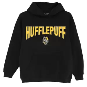 Harry Potter Girls Hufflepuff Shield Hoodie (7-8 Years) (Black)