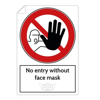 Prohibition Sticker - No Entry Without Face Mask (200 X 300mm)