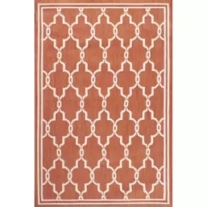 Terrace Spanish Tile Flatweave Outdoor Indoor Rug in Terracotta 80 x 150cm (2'6''x5'0'')