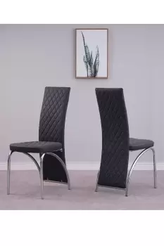 Set of 4 High Back Velvet Dining Chairs with Chrome Frame