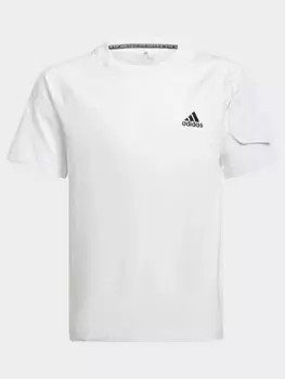 Boys, adidas Designed For Gameday T-Shirt, Black/White, Size 11-12 Years