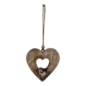 Small Wooden Cut Out Heart Decoration