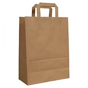 Purely Packaging Vita Flat Handle Paper Bag 260 (W) x 350 (H) x 120 (D) mm Brown Pack of 150
