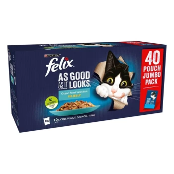 Felix As Good As It Looks Jumbo Pack 40 x 100g - Ocean Feast Selection in Jelly