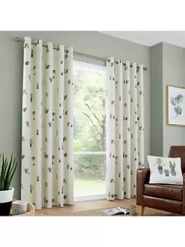 Fusion Cactus Eyelet Lined Curtains