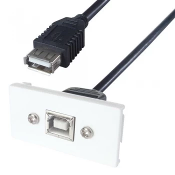 CONNEkT Gear 0.2m AV Snap-In USB 2 Type B Module 25 x 50mm - Socket to Socket - White