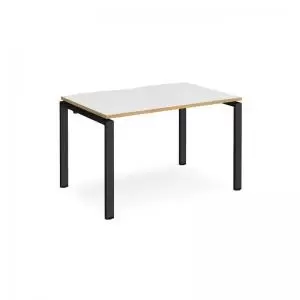 Adapt single desk 1200mm x 800mm - Black frame and white top with oak