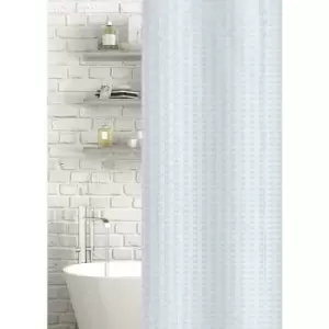 Geo Jacquard Polyester Shower Curtain - White