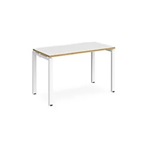Rectangular Single Desk White/Oak Wood Straight Legs White Adapt II 1200 x 600 x 725mm