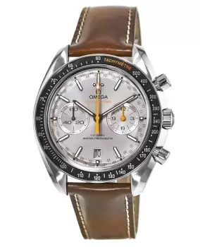 Omega Speedmaster Racing Chronometer Automatic Grey Chronograph Dial Brown Leather Strap Mens Watch 329.32.44.51.06.001 329.32.44.51.06.001
