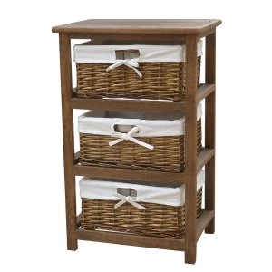 Charles Bentley Home Wooden Storage Tower with 3 Wicker Baskets - Natural