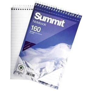 Original Summit 200x125mm Notebook Wirebound Headbound Ruled 60gsm 160 Pages Pack of 10