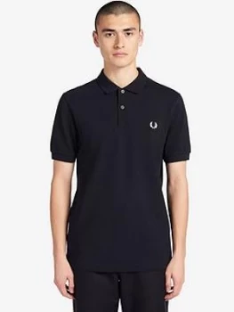 Fred Perry Plain Polo Shirt, Navy, Size S, Men