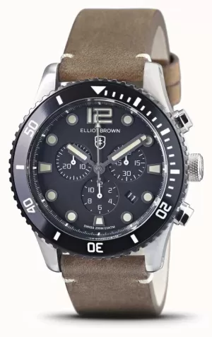 Elliot Brown Bloxworth Vintage Brown Leather Strap Black Watch