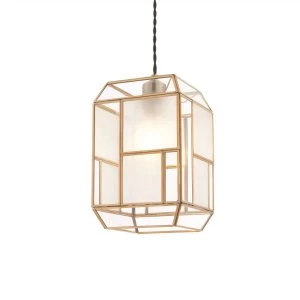 1 Light Pendant Solid Brass With, Frosted Glass, E27