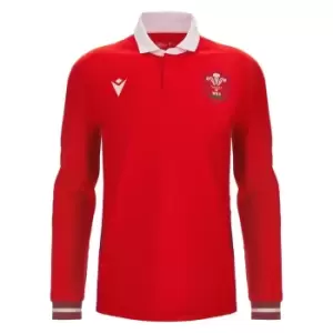 Macron WRU Wales 23/24 Home Long Sleeve Rugby Shirt - Red