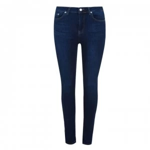 NA-KD Skinny High Waist Jeans - Mid Blue
