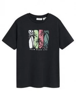 Mango Boys Palm Trees Short Sleeve Tshirt - Black