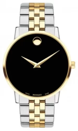 Movado Mens Museum Two Tone Gold Plated Stainless Steel Watch