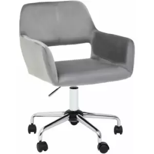 Brent Grey Velvet And Chrome Base Home Office Chair - Premier Housewares