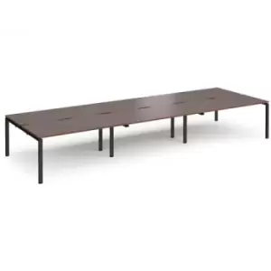 Bench Desk 6 Person Rectangular Desks 4800mm Walnut Tops With Black Frames 1600mm Depth Adapt