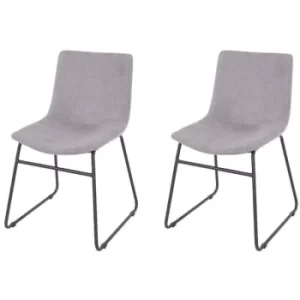 Pair of Grey Fabric Dining Chairs Upholstered Accent Modern Black Metal Legs