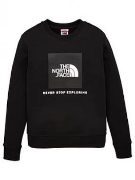 Boys, The North Face Boys Box Crew Neck Sweat Top - Black, Size XS, 6 Years