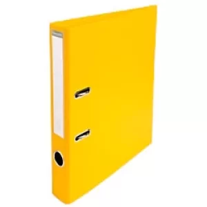 Exacompta Prem Touch Lever Arch File 53549E 55mm PVC, Cardboard 2 ring A4 Yellow Pack of 10
