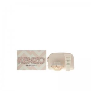 Kenzo World Gift Set 75ml Eau de Toilette + 75ml Body Lotion + Pouch - Pink Edition