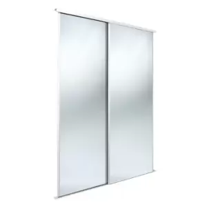 Spacepro Classic Mirrored White Mirror Effect Sliding Wardrobe Door Kit (H)2220 mm (W)610mm, Pack Of 2